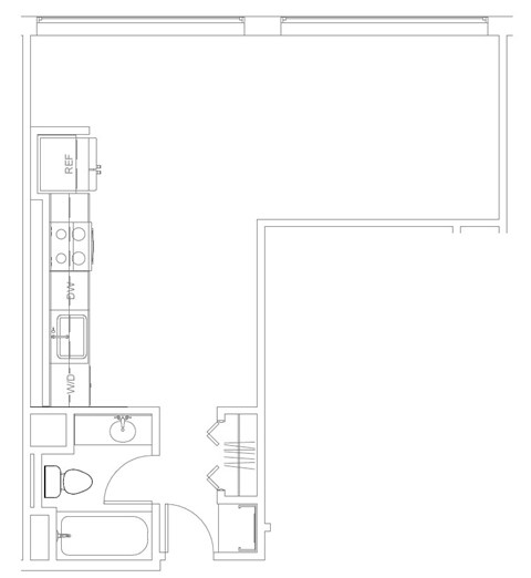 Floor plan for studio, 1 bath, 450 sqft